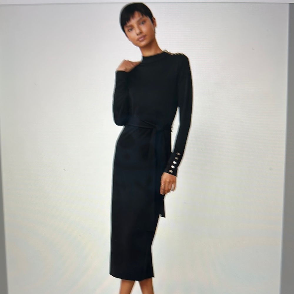 Ann Taylor Black Mock Neck Sheath Dress